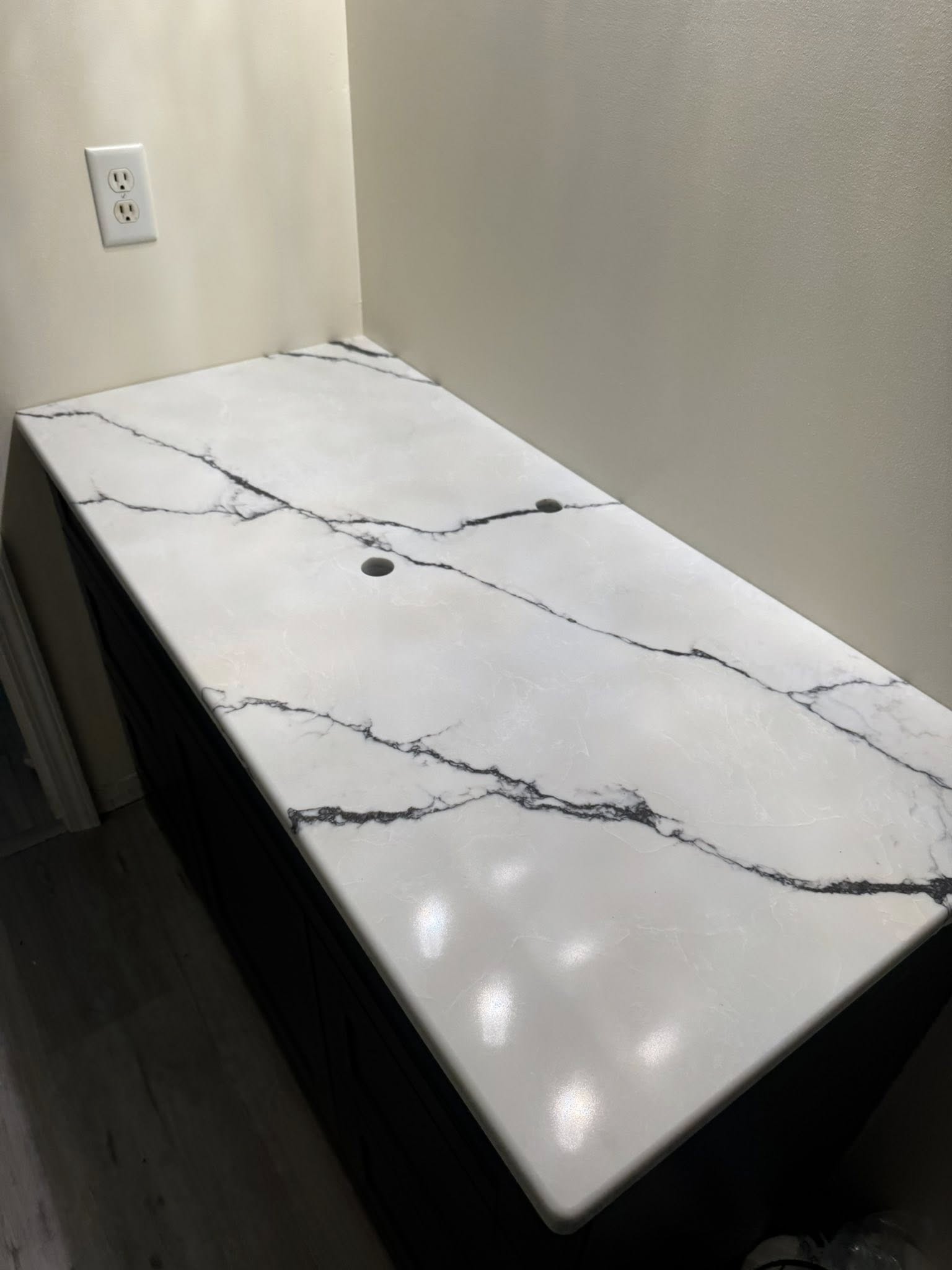 Vanity top before vessel sink and faucet installation