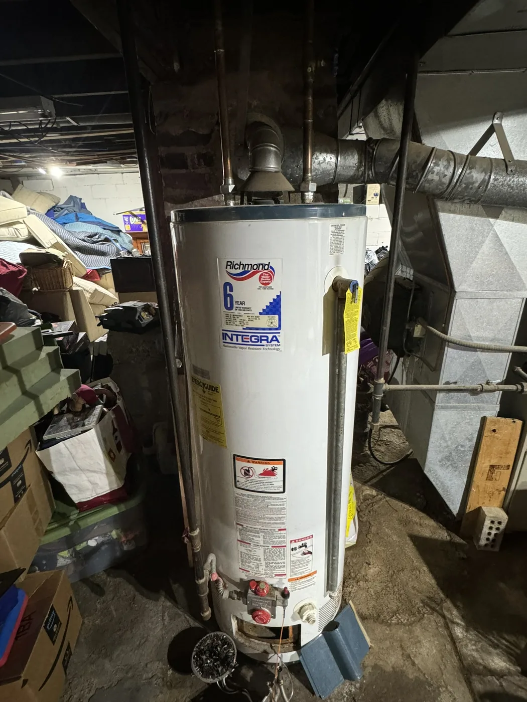 Old Richmond gas water heater before replacement